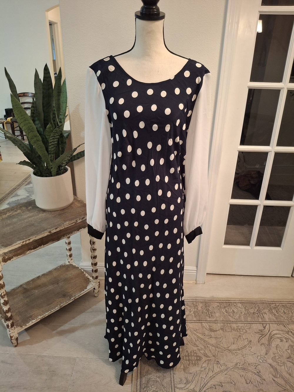 Vintage 25Della Burke Polka Dot Maxi Dress Size 16W